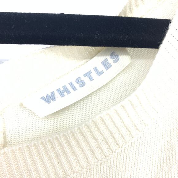 Whistles Sweater Women's Size 8 Button Back Long Sleeve Cream Thin Knit - Picture 6 of 7